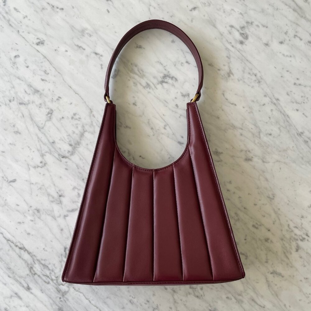 STAUD Rey Quilted Leather Shoulder Bag - Maroon LIKE NEW!